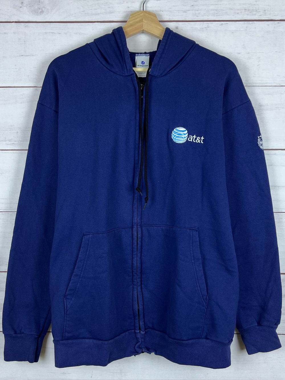 Blue AT&T Employee Full Zip Hoodie Mens Size Medium Long Sleeve Embroidered Logo